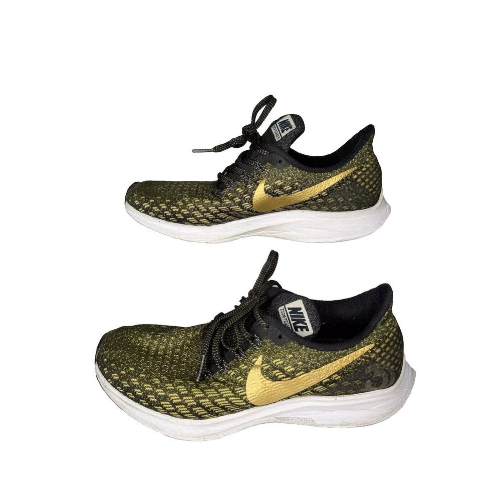 Nike Air Zoom Pegasus 35 Sz 7.5 Women's Black Gold Running Athletic Shoes‎
